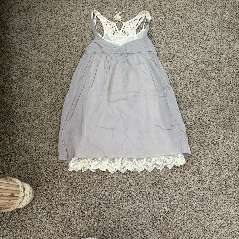 Silver/Gray Macrame Trim Dress